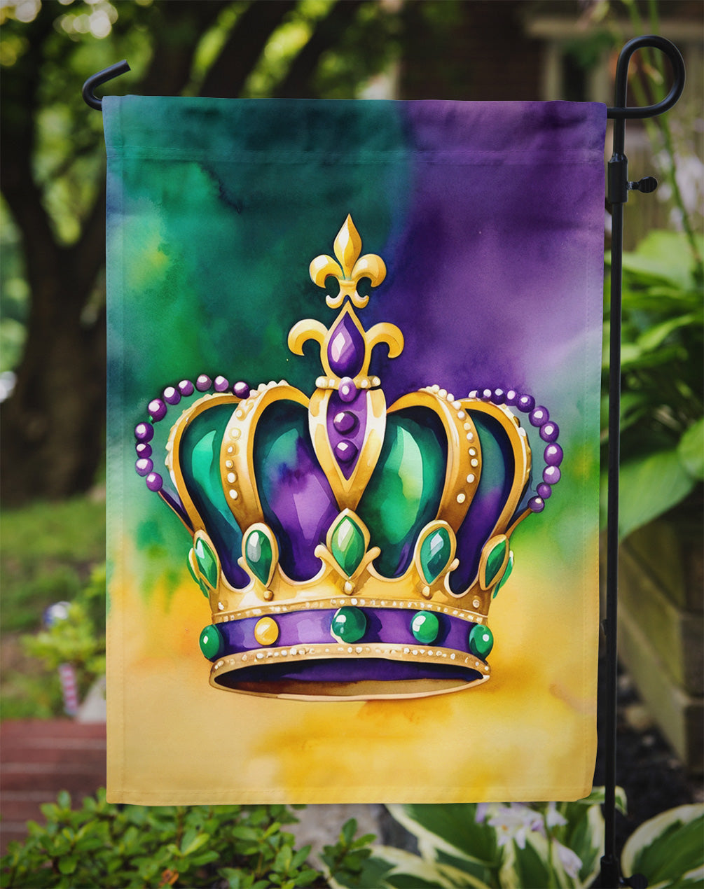 King's Mardi Gras Crown Garden Flag Mailbox Decorative Yard Banner Outside Patio Artwork for Flower Beds, Garden Size, Multicolor