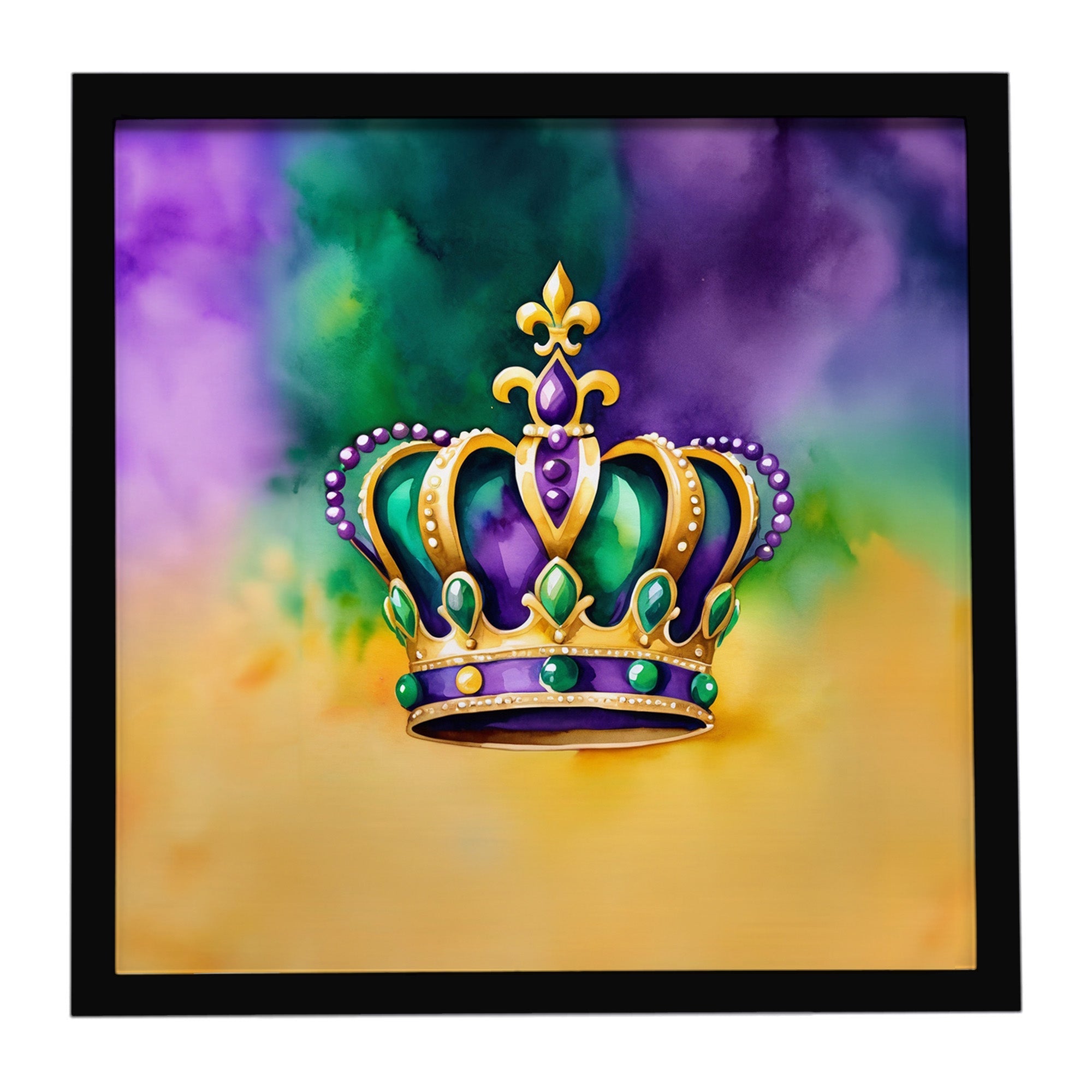 King's Mardi Gras Crown Framed Metal Print Bathroom, Kitchen, Office, Home Decor Wall Art Ready to Hang, Square, 8X8