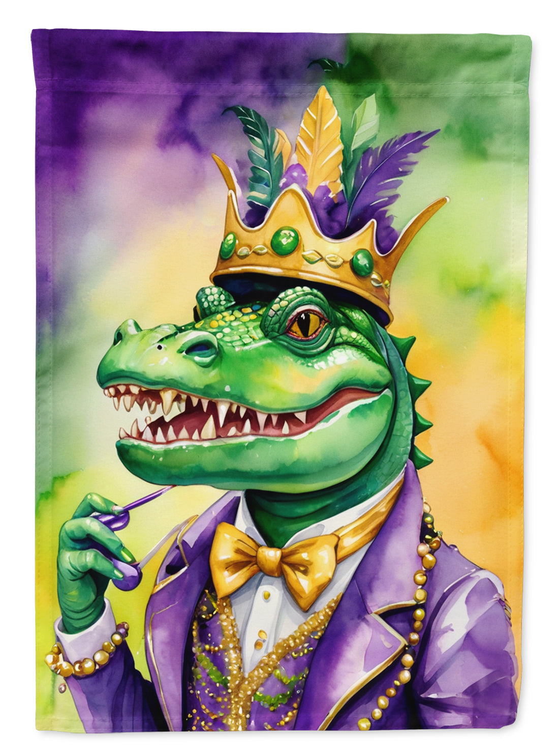 Alligator King of Mardi Gras Garden Flag Mailbox Decorative Yard Banner Outside Patio Artwork for Flower Beds, Garden Size, Multicolor