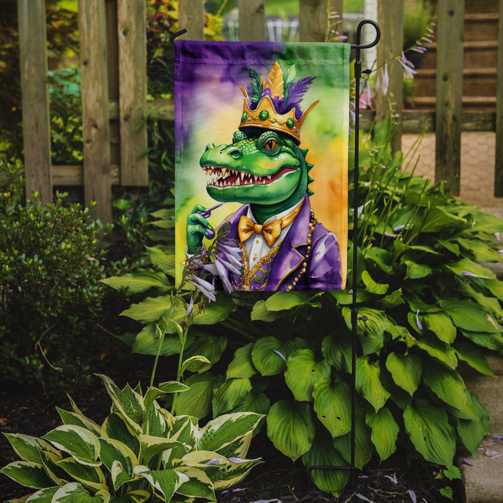 Alligator King of Mardi Gras Garden Flag Mailbox Decorative Yard Banner Outside Patio Artwork for Flower Beds, Garden Size, Multicolor