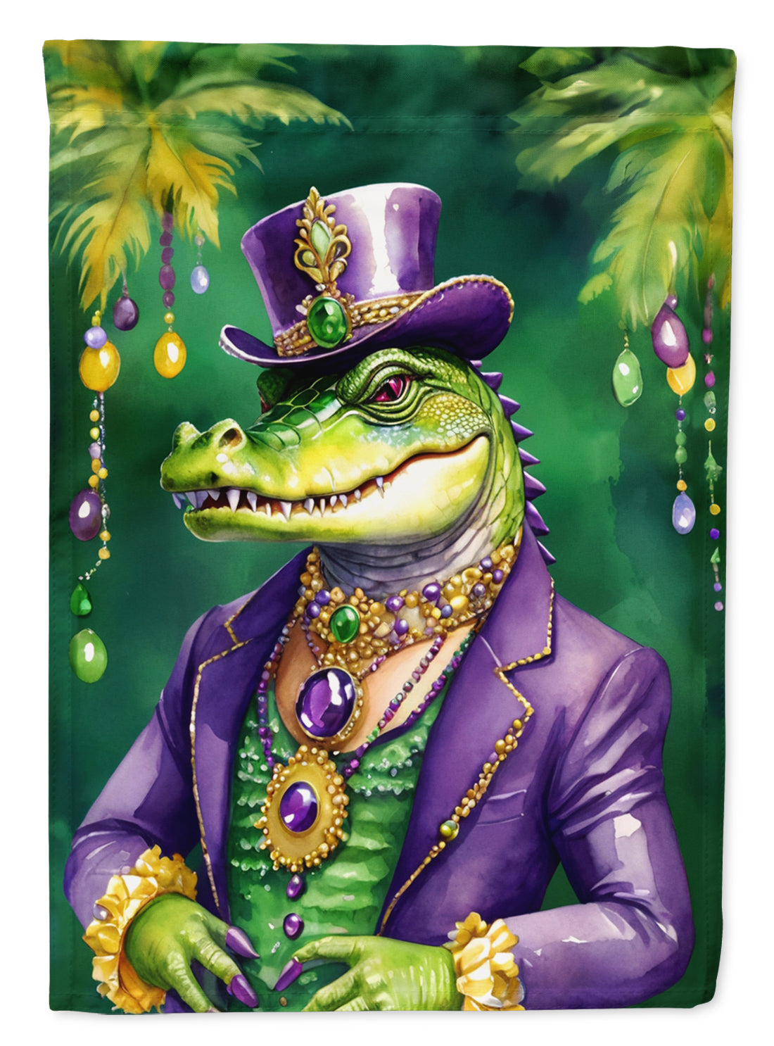 Alligator King of Mardi Gras Garden Flag Mailbox Decorative Yard Banner Outside Patio Artwork for Flower Beds, Garden Size, Multicolor