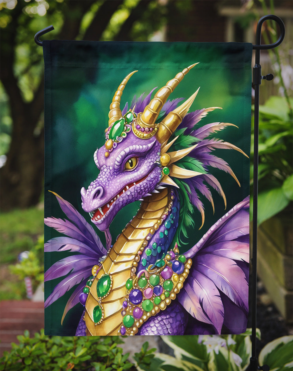 Dragon King of Mardi Gras Garden Flag Mailbox Decorative Yard Banner Outside Patio Artwork for Flower Beds, Garden Size, Multicolor