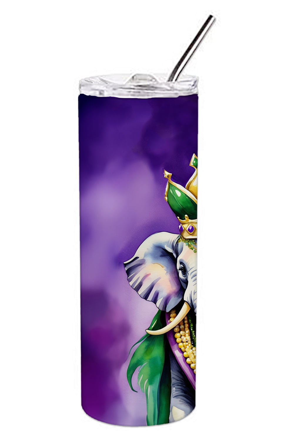 Elephant King of Mardi Gras Stainless Steel Skinny Tumbler 20 oz Vacuum Double Walled Reusable Insulated Travel Cup