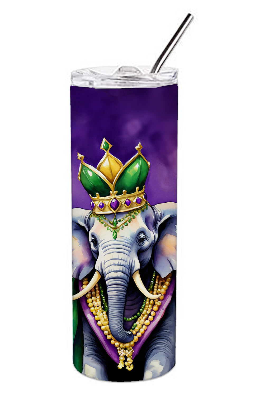 Elephant King of Mardi Gras Stainless Steel Skinny Tumbler 20 oz Vacuum Double Walled Reusable Insulated Travel Cup