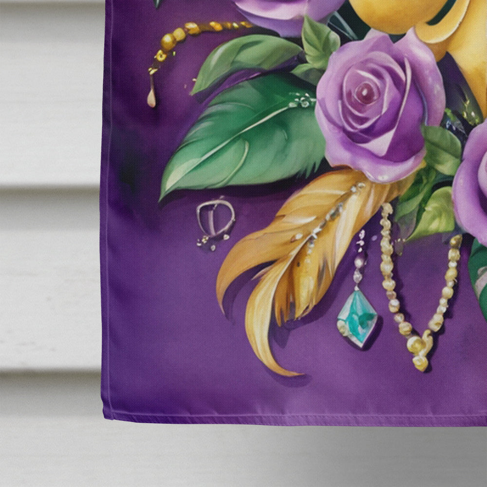 Fleur de lis Mardi Gras House Flag 28x40 Porch Sleeve Pole Decorative Outside Yard Banner Artwork Wall Hanging, Polyester