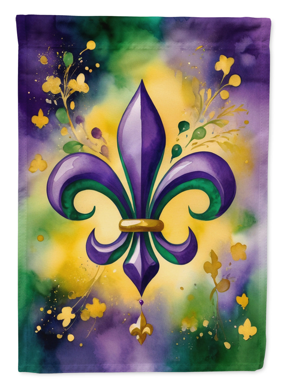 Fleur de lis Mardi Gras House Flag 28x40 Porch Sleeve Pole Decorative Outside Yard Banner Artwork Wall Hanging, Polyester