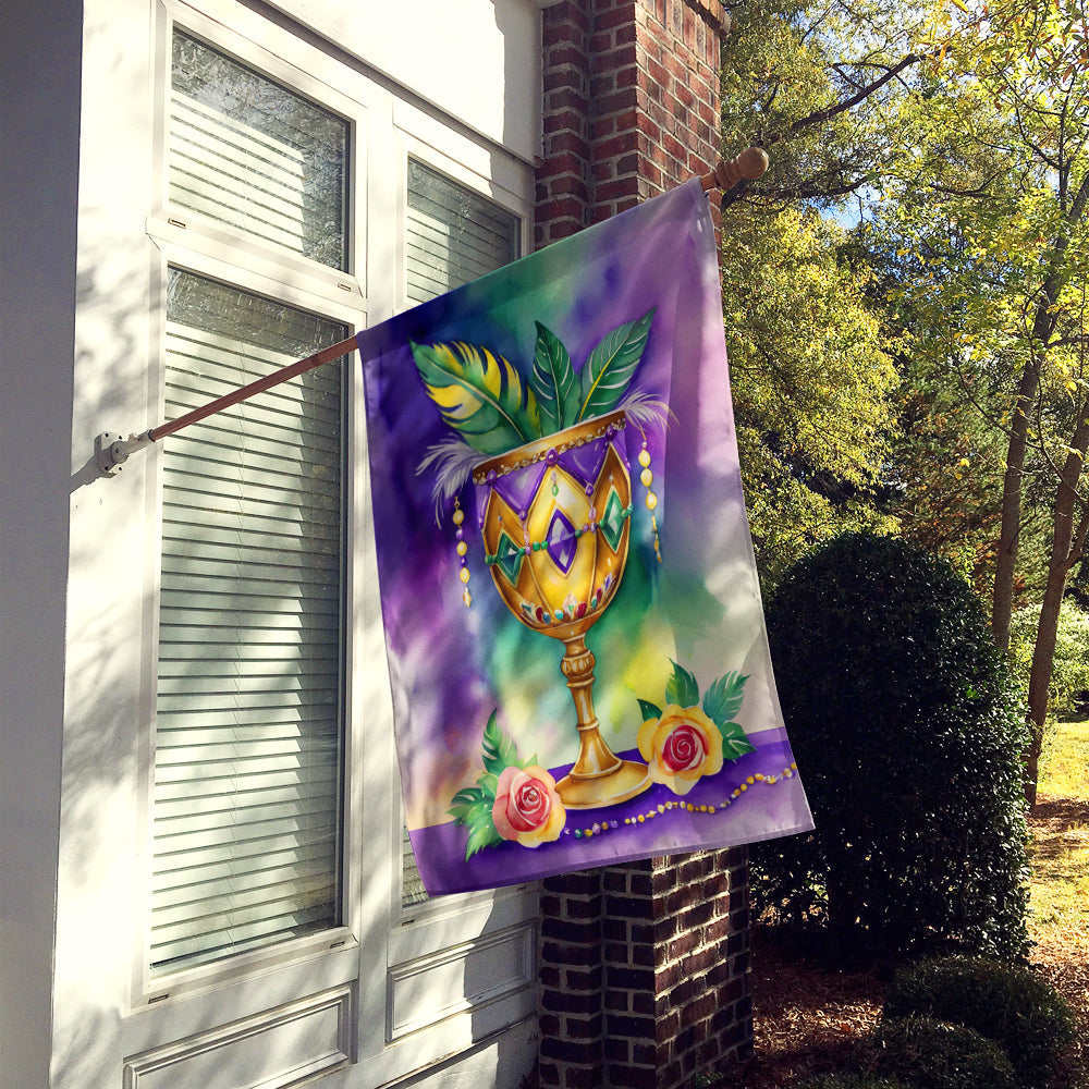 Goblet Mardi Gras House Flag 28x40 Porch Sleeve Pole Decorative Outside Yard Banner Artwork Wall Hanging, Polyester