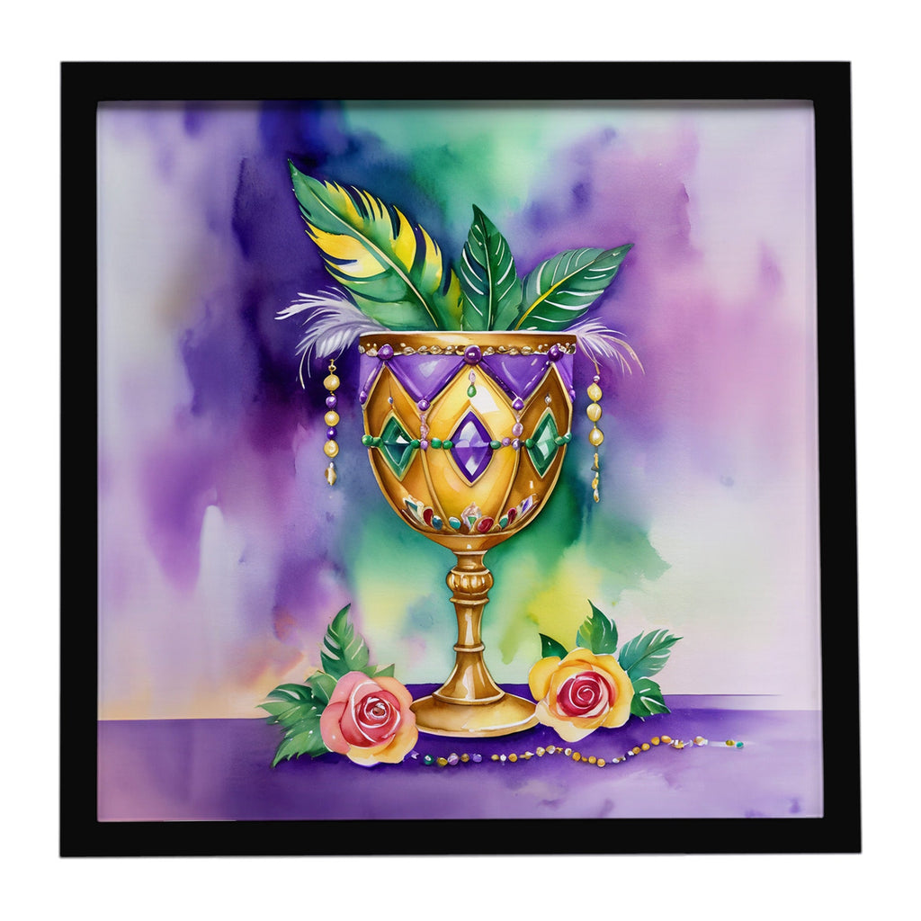 Goblet Mardi Gras Framed Metal Print Bathroom, Kitchen, Office, Home Decor Wall Art Ready to Hang, Square, 8X8