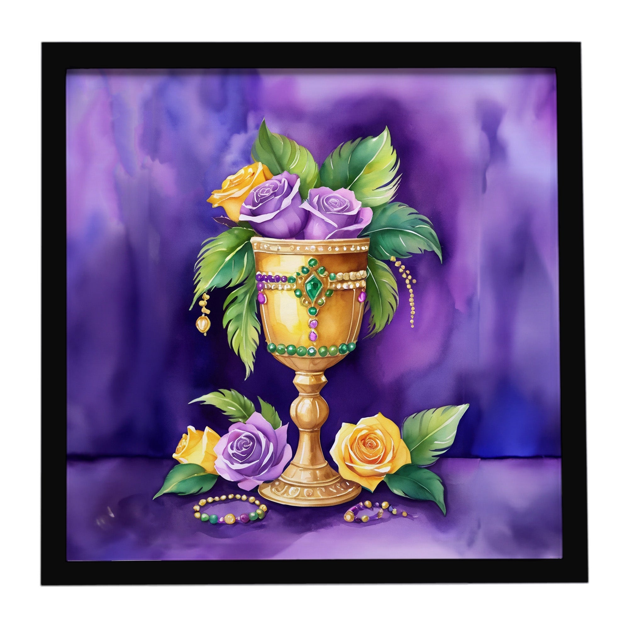 Goblet Mardi Gras Framed Metal Print Bathroom, Kitchen, Office, Home Decor Wall Art Ready to Hang, Square, 8X8