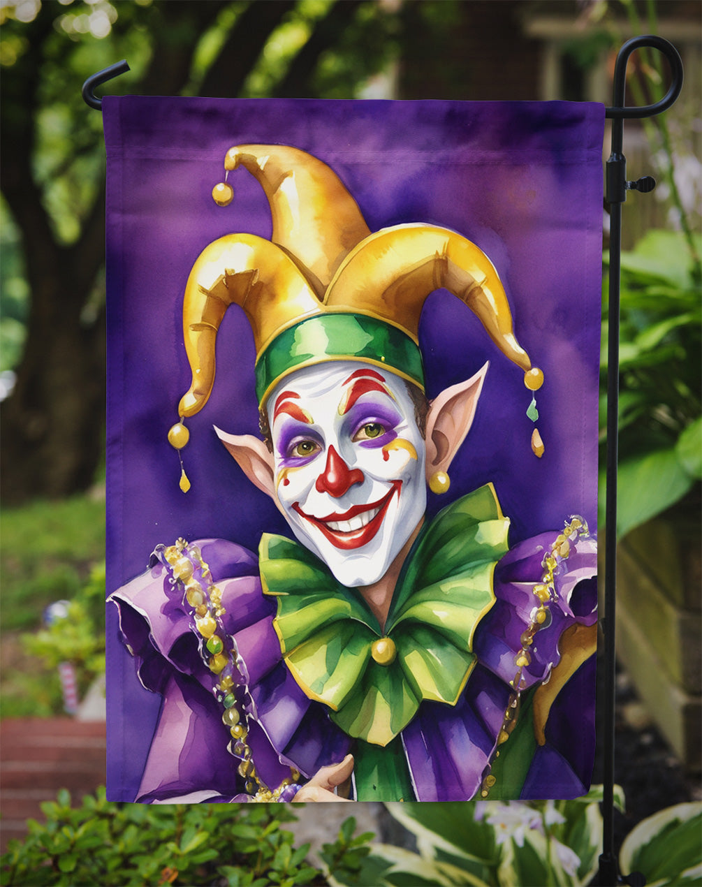 Jester Mardi Gras Garden Flag Mailbox Decorative Yard Banner Outside Patio Artwork for Flower Beds, Garden Size, Multicolor