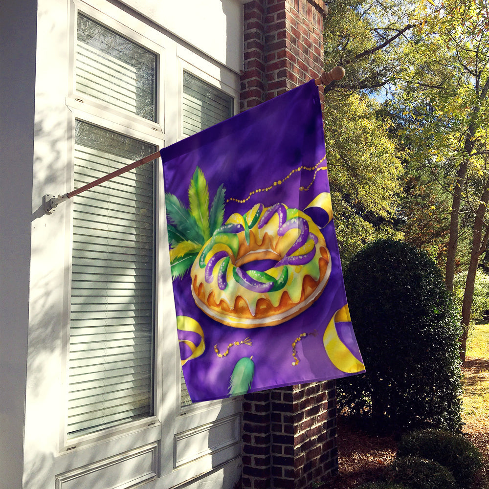 King Cake Mardi Gras House Flag 28x40 Porch Sleeve Pole Decorative Outside Yard Banner Artwork Wall Hanging, Polyester