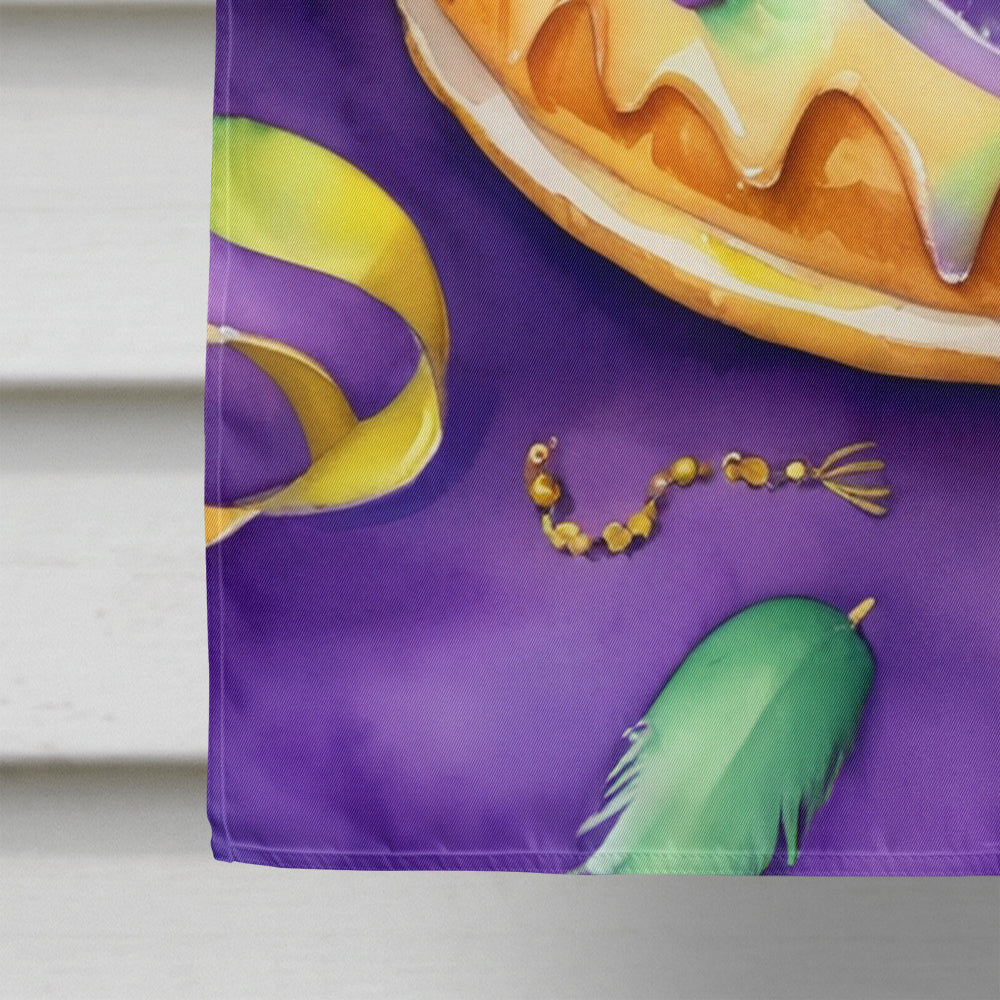 King Cake Mardi Gras House Flag 28x40 Porch Sleeve Pole Decorative Outside Yard Banner Artwork Wall Hanging, Polyester