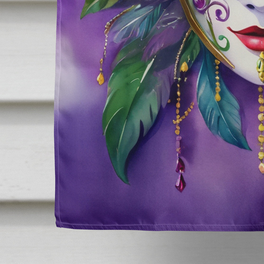 Mask Mardi Gras House Flag 28x40 Porch Sleeve Pole Decorative Outside Yard Banner Artwork Wall Hanging, Polyester