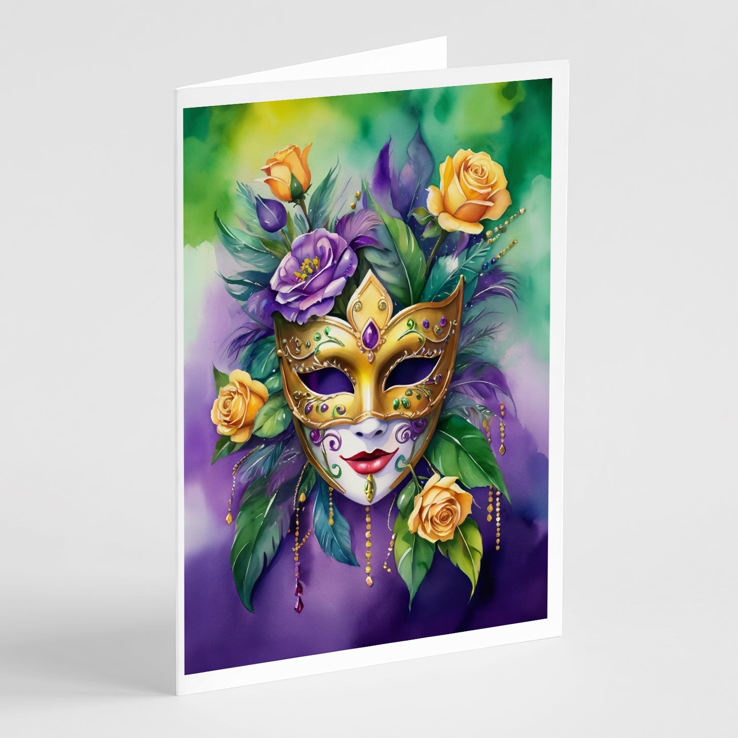 Mask Mardi Gras Greeting Cards Pack of 8 Blank Cards with Envelopes Whimsical A7 Size 5x7