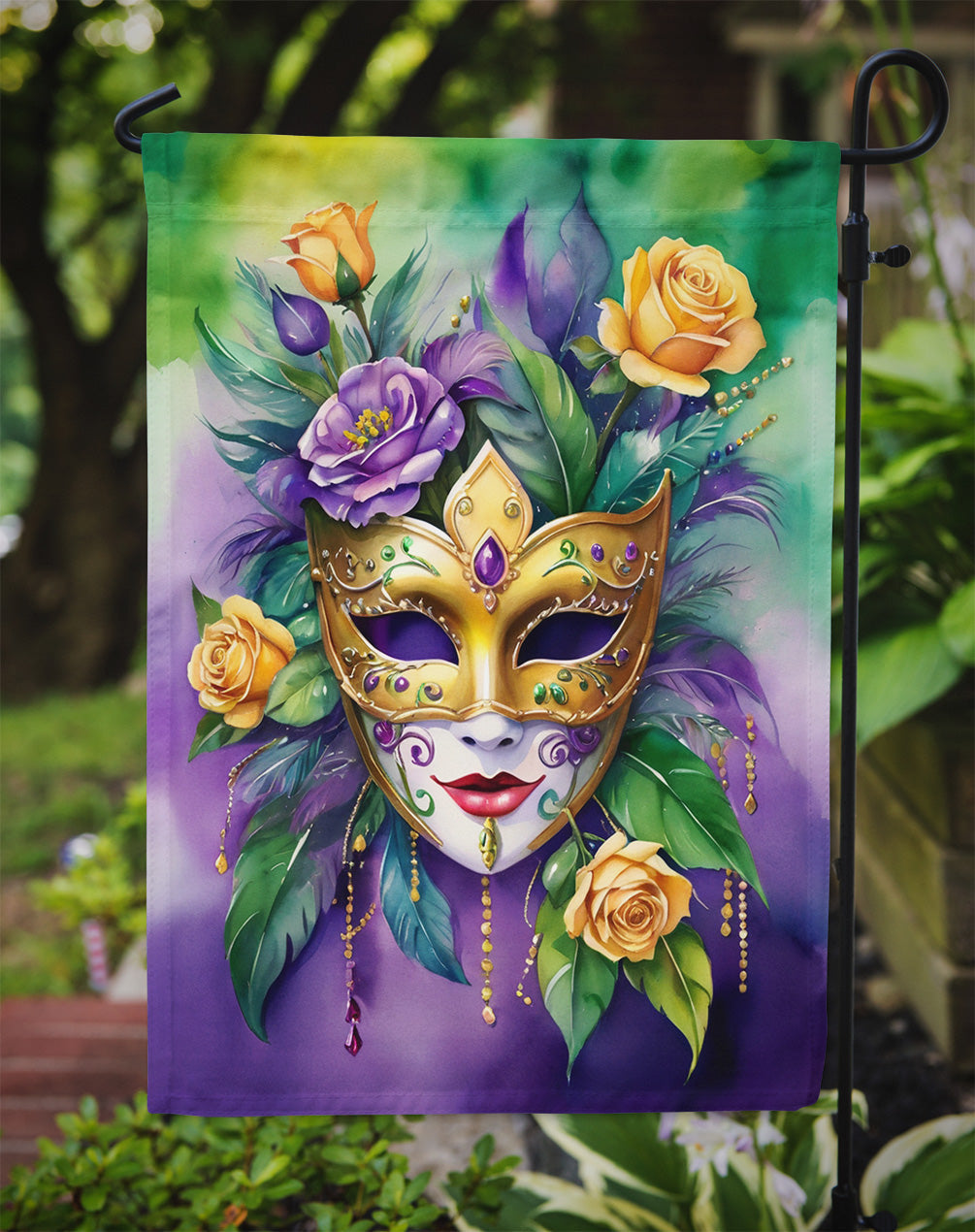 Mask Mardi Gras Garden Flag Mailbox Decorative Yard Banner Outside Patio Artwork for Flower Beds, Garden Size, Multicolor