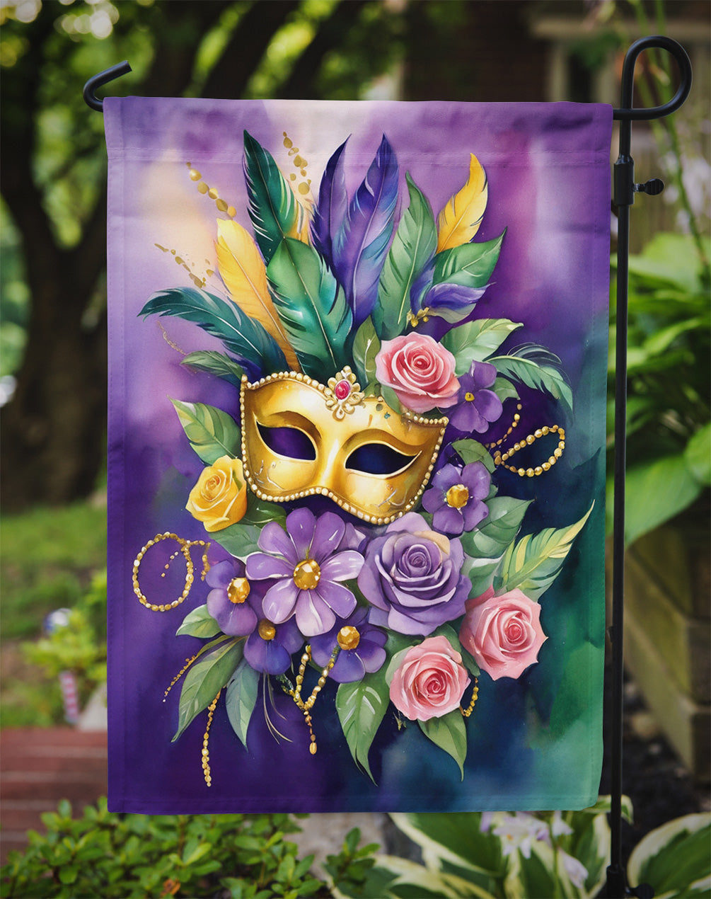 Mask Mardi Gras Garden Flag Mailbox Decorative Yard Banner Outside Patio Artwork for Flower Beds, Garden Size, Multicolor
