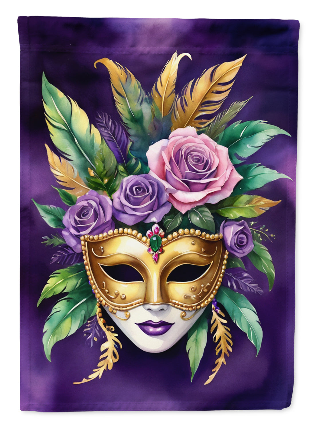 Mask Mardi Gras House Flag 28x40 Porch Sleeve Pole Decorative Outside Yard Banner Artwork Wall Hanging, Polyester