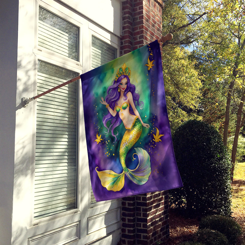 Mermaid Mardi Gras House Flag 28x40 Porch Sleeve Pole Decorative Outside Yard Banner Artwork Wall Hanging, Polyester