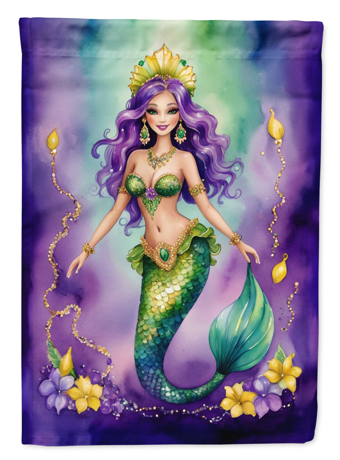 Mermaid Mardi Gras Garden Flag Mailbox Decorative Yard Banner Outside Patio Artwork for Flower Beds, Garden Size, Multicolor