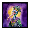Pelican Mardi Gras Framed Metal Print Bathroom, Kitchen, Office, Home Decor Wall Art Ready to Hang, Square, 8X8