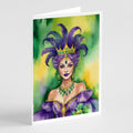Queen of Mardi Gras Greeting Cards Pack of 8 Blank Cards with Envelopes Whimsical A7 Size 5x7