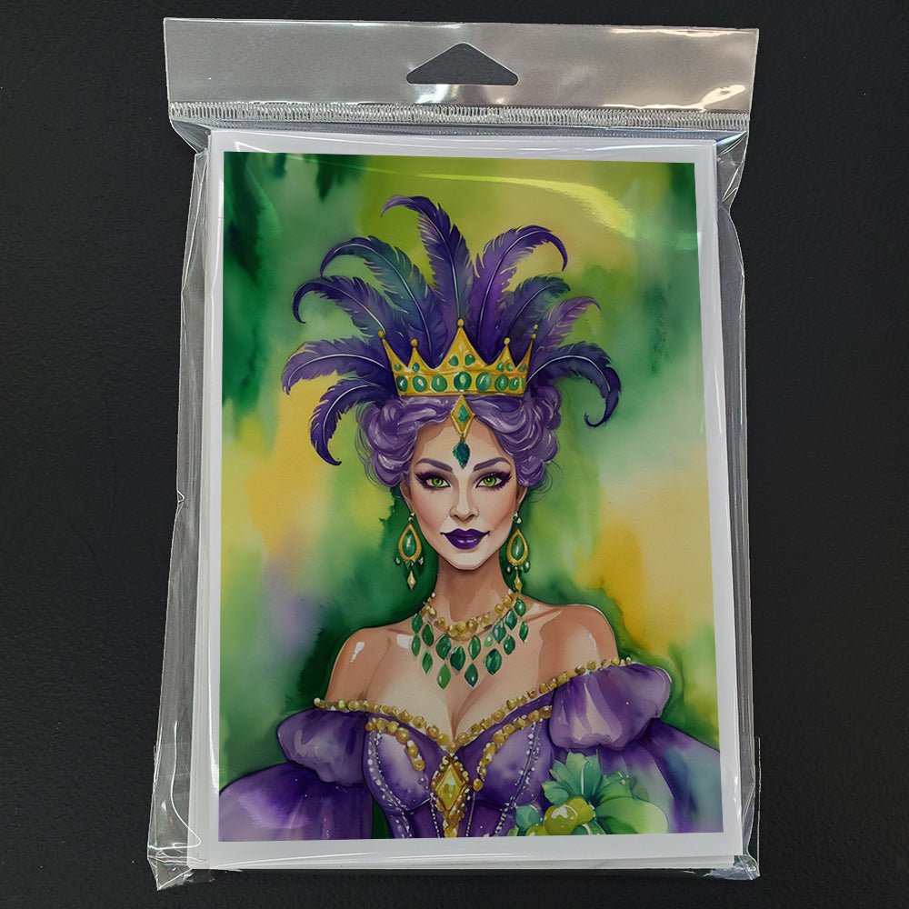 Queen of Mardi Gras Greeting Cards Pack of 8 Blank Cards with Envelopes Whimsical A7 Size 5x7