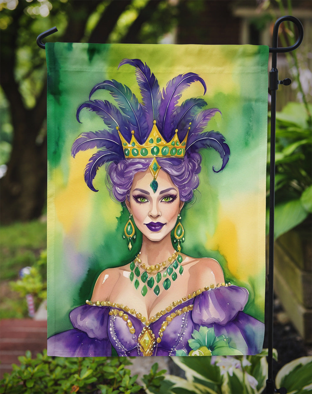 Queen of Mardi Gras Garden Flag Mailbox Decorative Yard Banner Outside Patio Artwork for Flower Beds, Garden Size, Multicolor