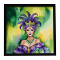 Queen of Mardi Gras Framed Metal Print Bathroom, Kitchen, Office, Home Decor Wall Art Ready to Hang, Square, 8X8
