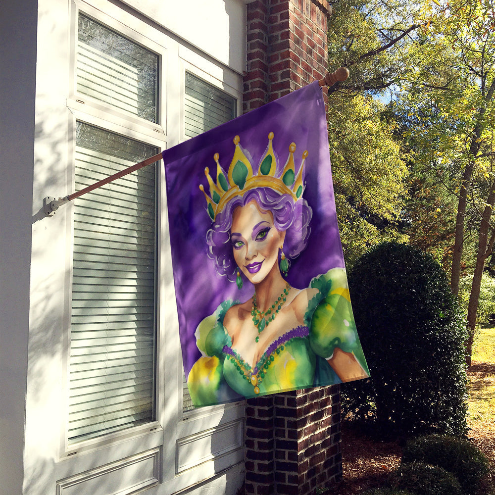 Queen of Mardi Gras House Flag 28x40 Porch Sleeve Pole Decorative Outside Yard Banner Artwork Wall Hanging, Polyester
