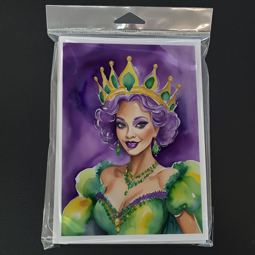 Queen of Mardi Gras Greeting Cards Pack of 8 Blank Cards with Envelopes Whimsical A7 Size 5x7