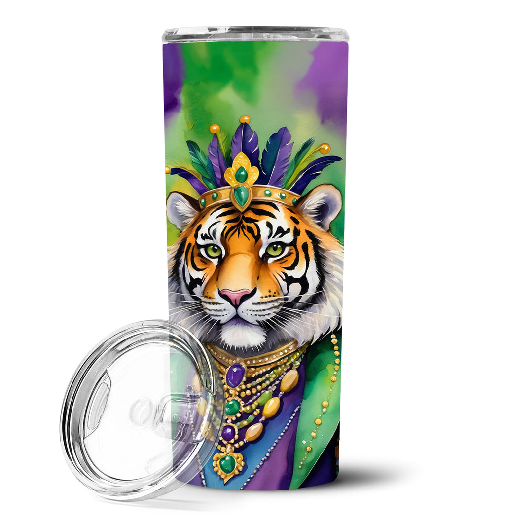 Tiger the King of Mardi Gras Stainless Steel Skinny Tumbler 20 oz Vacuum Double Walled Reusable Insulated Travel Cup