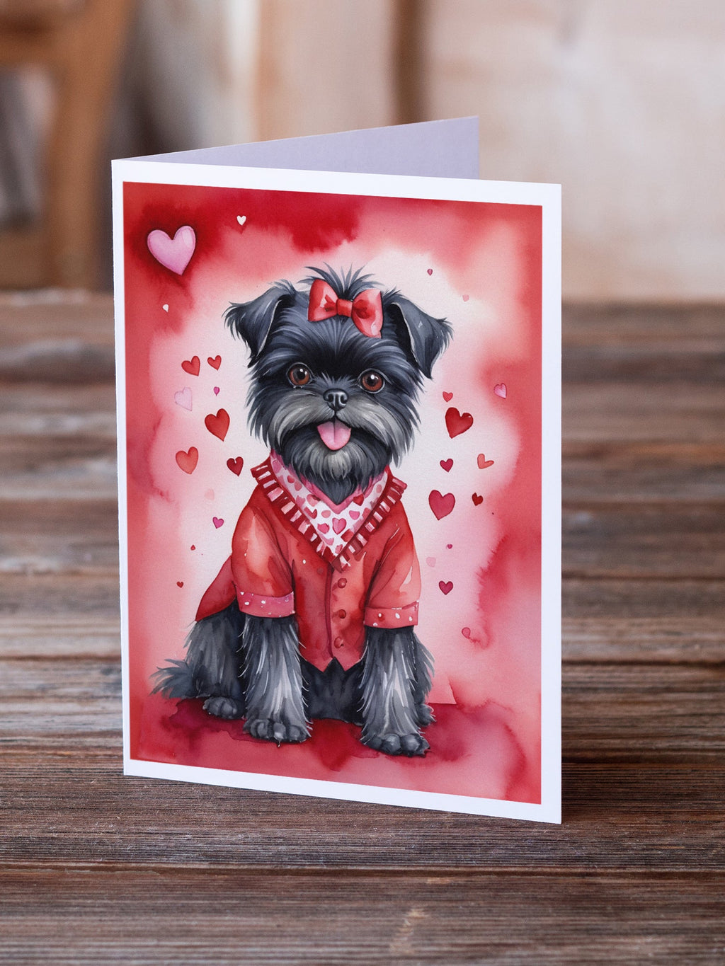 Affenpinscher My Valentine Greeting Cards Pack of 8 Blank Cards with Envelopes Whimsical A7 Size 5x7