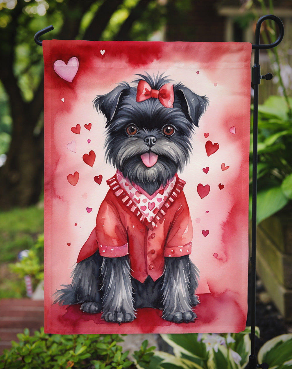 Affenpinscher My Valentine Garden Flag Mailbox Decorative Yard Banner Outside Patio Artwork for Flower Beds, Garden Size, Multicolor