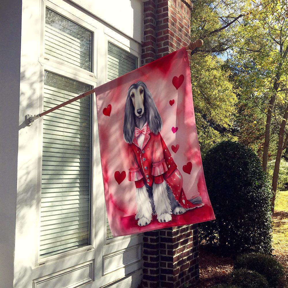 Afghan Hound My Valentine House Flag 28x40 Porch Sleeve Pole Decorative Outside Yard Banner Artwork Wall Hanging, Polyester