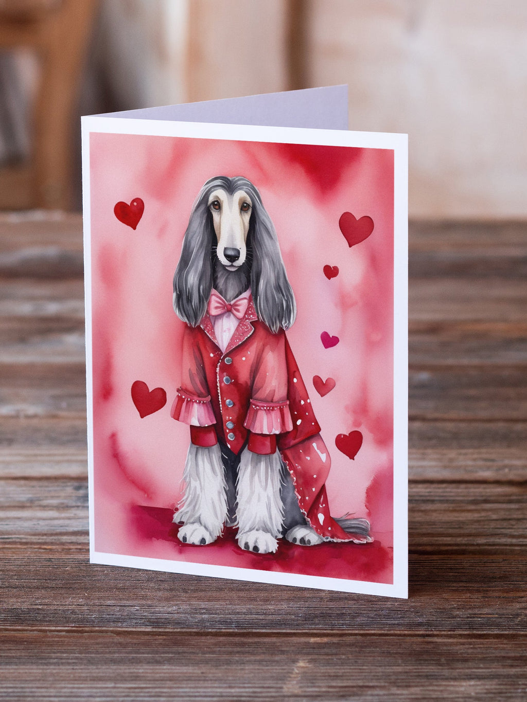 Afghan Hound My Valentine Greeting Cards Pack of 8 Blank Cards with Envelopes Whimsical A7 Size 5x7