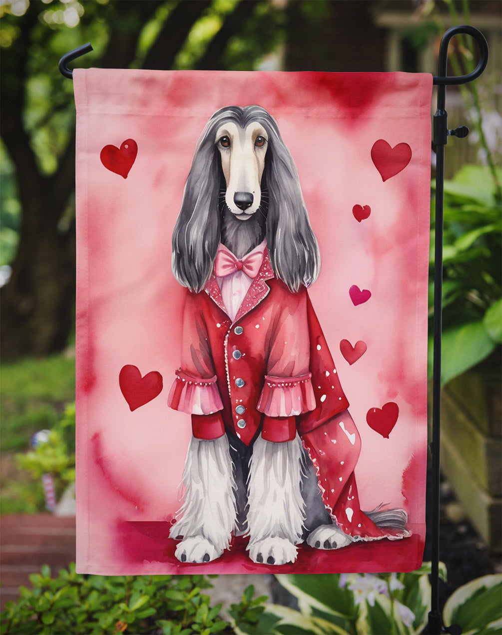 Afghan Hound My Valentine Garden Flag Mailbox Decorative Yard Banner Outside Patio Artwork for Flower Beds, Garden Size, Multicolor
