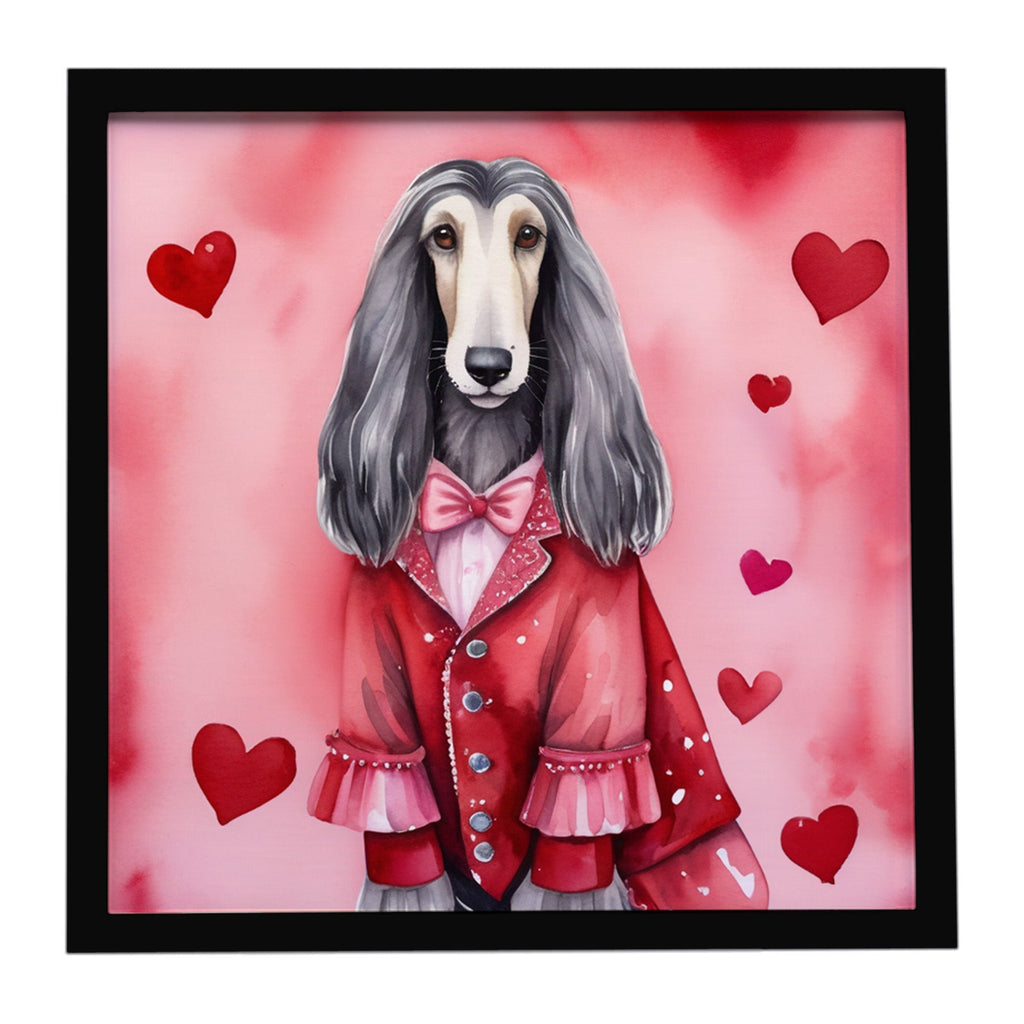 Afghan Hound My Valentine Framed Metal Print Bathroom, Kitchen, Office, Home Decor Wall Art Ready to Hang, Square, 8X8