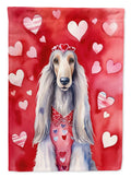 Afghan Hound My Valentine House Flag 28x40 Porch Sleeve Pole Decorative Outside Yard Banner Artwork Wall Hanging, Polyester