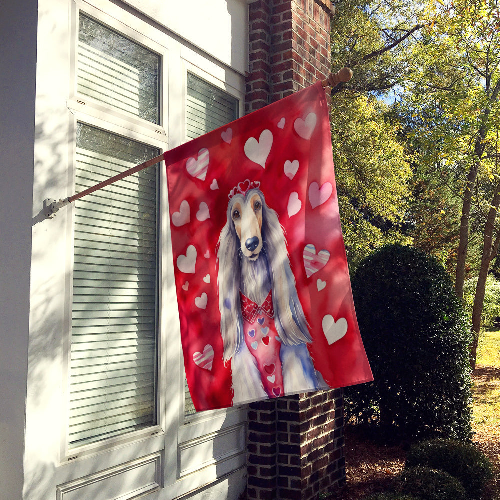 Afghan Hound My Valentine House Flag 28x40 Porch Sleeve Pole Decorative Outside Yard Banner Artwork Wall Hanging, Polyester