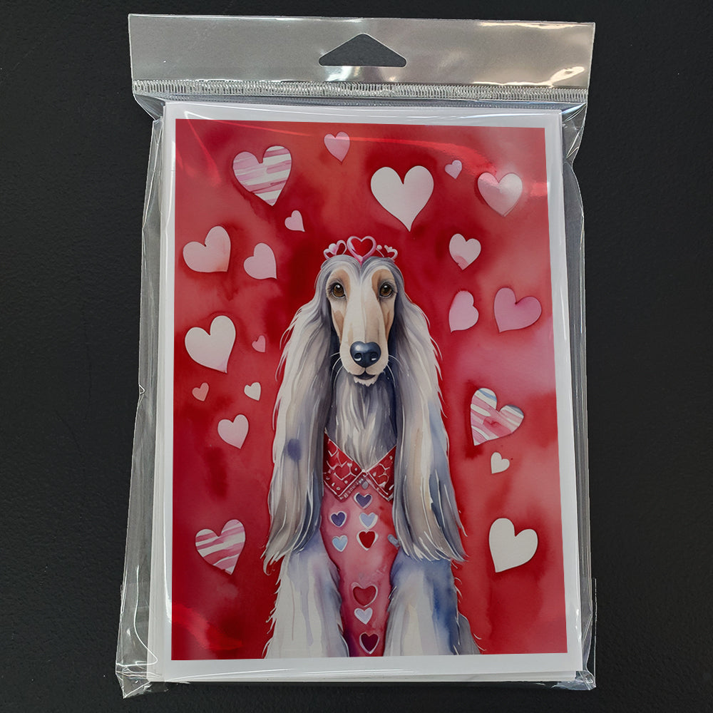 Afghan Hound My Valentine Greeting Cards Pack of 8 Blank Cards with Envelopes Whimsical A7 Size 5x7