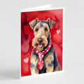 Airedale Terrier My Valentine Greeting Cards Pack of 8 Blank Cards with Envelopes Whimsical A7 Size 5x7