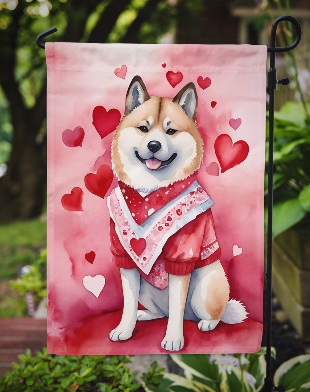 Akita My Valentine Garden Flag Mailbox Decorative Yard Banner Outside Patio Artwork for Flower Beds, Garden Size, Multicolor
