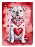 American Bulldog My Valentine Garden Flag Mailbox Decorative Yard Banner Outside Patio Artwork for Flower Beds, Garden Size, Multicolor