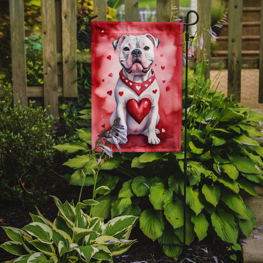 American Bulldog My Valentine Garden Flag Mailbox Decorative Yard Banner Outside Patio Artwork for Flower Beds, Garden Size, Multicolor