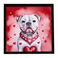 American Bulldog My Valentine Framed Metal Print Bathroom, Kitchen, Office, Home Decor Wall Art Ready to Hang, Square, 8X8
