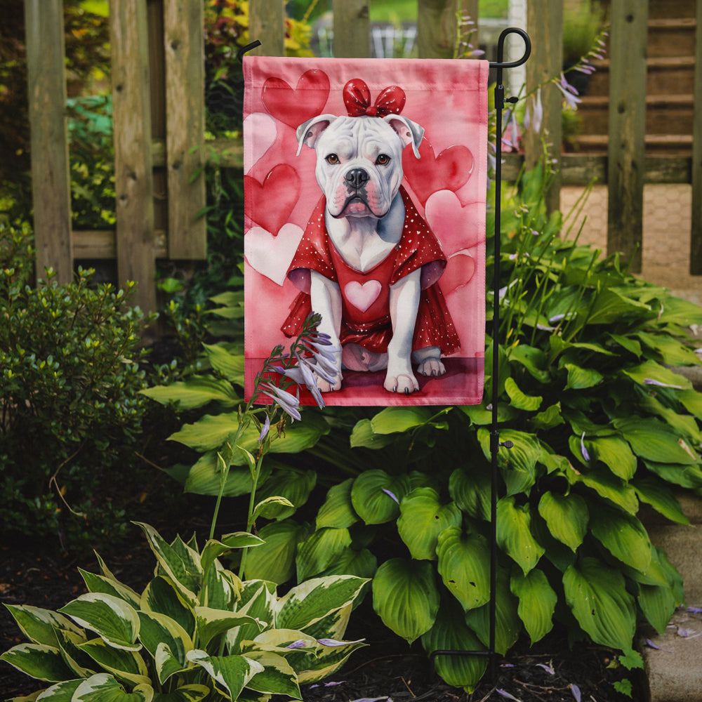 American Bulldog My Valentine Garden Flag Mailbox Decorative Yard Banner Outside Patio Artwork for Flower Beds, Garden Size, Multicolor