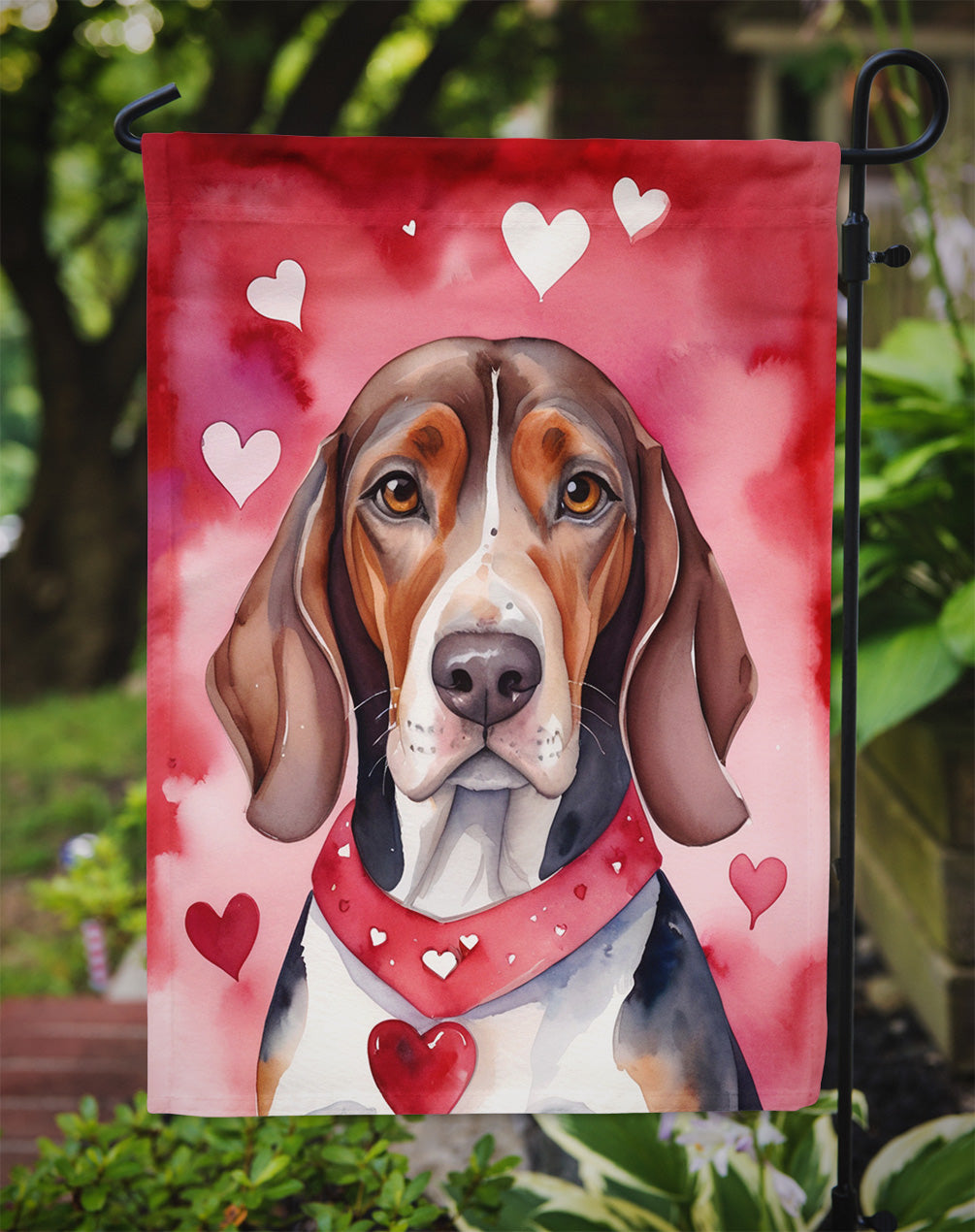American English Coonhound My Valentine Garden Flag Mailbox Decorative Yard Banner Outside Patio Artwork for Flower Beds, Garden Size, Multicolor