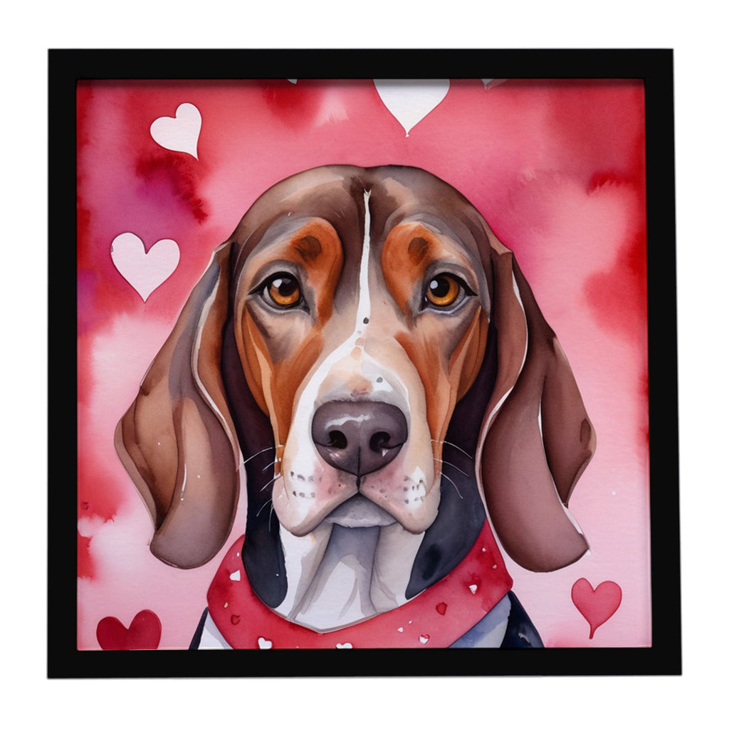American English Coonhound My Valentine Framed Metal Print Bathroom, Kitchen, Office, Home Decor Wall Art Ready to Hang, Square, 8X8