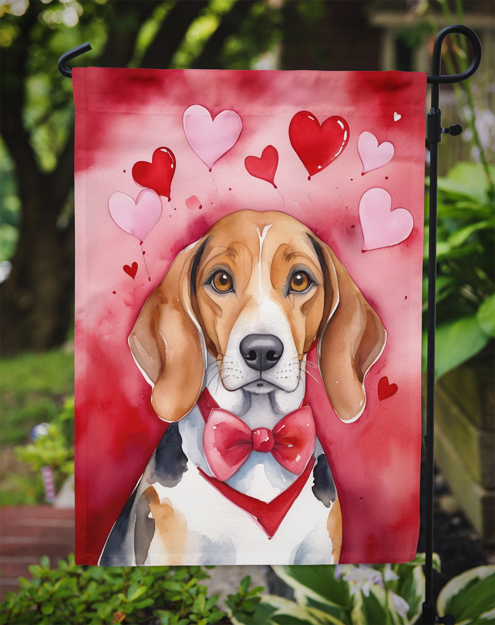 American Foxhound My Valentine Garden Flag Mailbox Decorative Yard Banner Outside Patio Artwork for Flower Beds, Garden Size, Multicolor