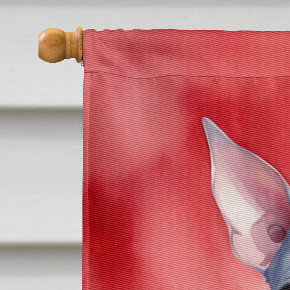 American Hairless Terrier My Valentine House Flag 28x40 Porch Sleeve Pole Decorative Outside Yard Banner Artwork Wall Hanging, Polyester